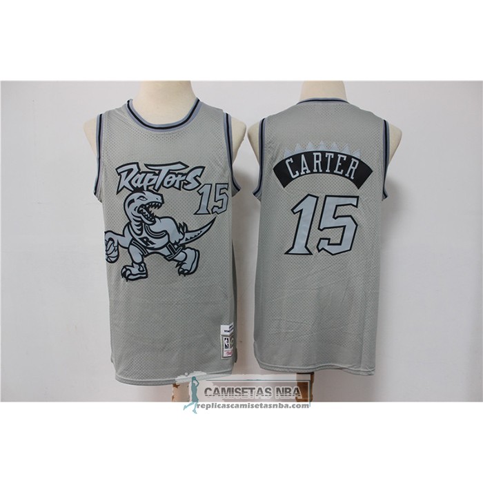Camiseta Toronto Raptors Vince Carter NO 15 Mitchell & Ness 1994-95 Gris